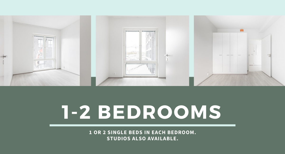 One or two bedroom apartment or Studio apartments